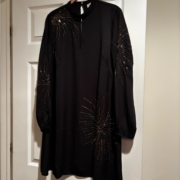 NWT Elegant Black Dress with Gold Accents - Picture 1 of 10